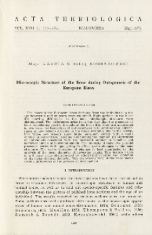 Bisoniana L. Microscopic structure of the bone during ontogenesis of the European bison
