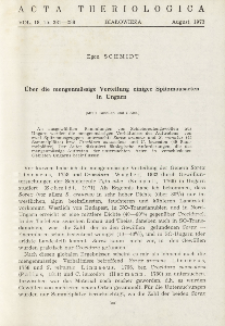 &Uuml;ber die mengenm&auml;ssige Verteilung einiger Spitzmausarten in Ungarn