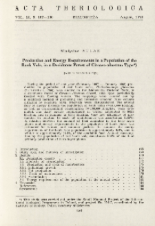 Production and energy requirements in a population of the bank vole, in a deciduous forest of Circaeo-alnetum type