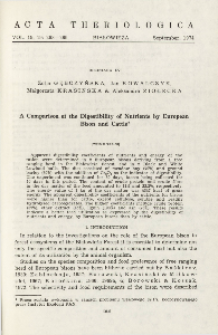 Bisoniana LV. A comparison of the digestibility of nutrients by European bison and cattle