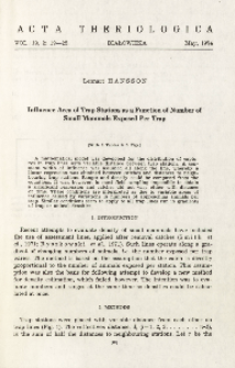 Influence area of trap stations as a function of number of small mammals exposed per trap