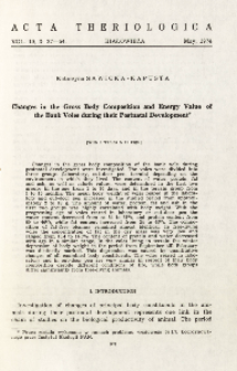 Changes in the gross body composition and energy value of the bank voles during their postnatal development