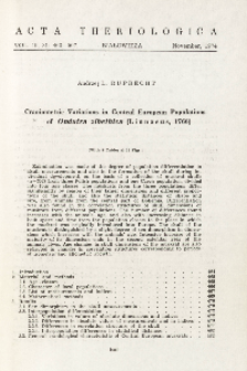 Craniometric variations in Central European populations of Ondatra zibethica (Linnaeus, 1766)