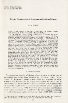 Energy consumption of European and African shrews