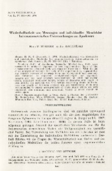 Wiederholbarkeit von Messungen und individueller Messfehler bei craniometrischen Untersuchungen an Apodemus
