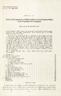 Bisoniana LXI. Joints and ligaments of hind-limbs of the European bison in its postnatal development