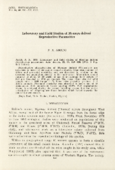 Laboratory and field studies of Myomys daltoni reproductive parameters