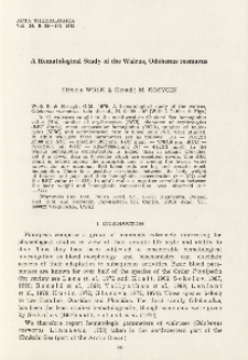 A hematological study of the walrus, Odobenus rosmarus