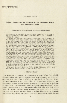 Bisoniana LXXVII. Colour phenotypes in hybrids of the European bison and domestic cattle