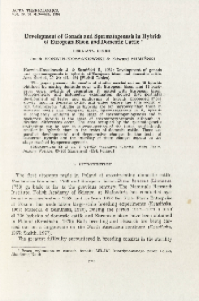 Bisoniana LXXXIII. Development of gonads and spermatogenesis in hybrids of European bison and domestic cattle