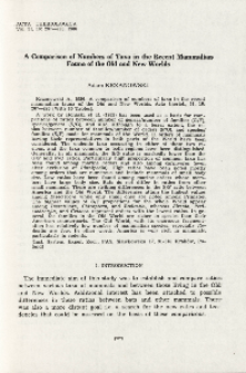 A comparison of numbers of taxa in the recent mammalian fauna of the Old and New Worlds