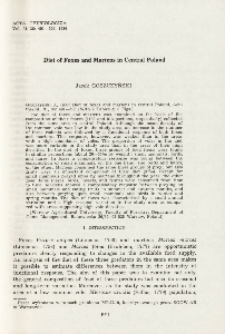 Diet of foxes and martens in central Poland