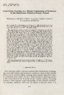 Food niche overlaps in a winter community of predators in the Białowieża Primeval Forest, Poland