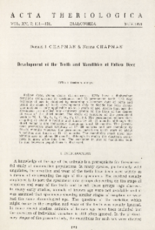 Development of the teeth and mandibles of fallow deer