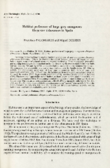 Habitat preference of large grey mongooses Herpestes ichneumon in Spain