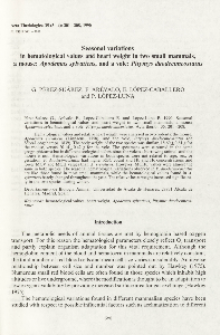 Seasonal variations in hematological values and heart weight in two small mammals, a mouse: Apodemus sylvaticus, and a vole: Pitymys duodecimcostatus