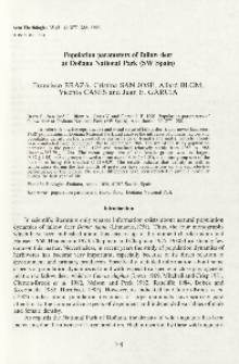 Population parameters of fallow deer at Dońana National Park (SW Spain)