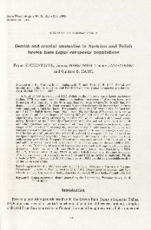 Studies on the European hare. 45. Dental and cranial anomalies in Austrian and Polish brown hare Lepus europaeus populations