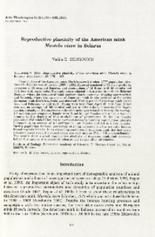 Reproductive plasticity of the American mink Mustela vison in Belarus