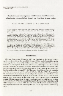 Evolutionary divergence of Microtus liechtensteini (Rodentia, Arvicolidae) based on the first lower molar