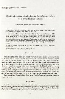 Choice of resting sites by female foxes Vulpes vulpes in a mountainous habitat