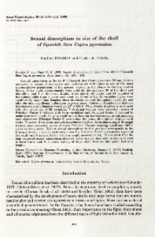 Sexual dimorphism in size of the skull of Spanish ibex Capra pyrenaica