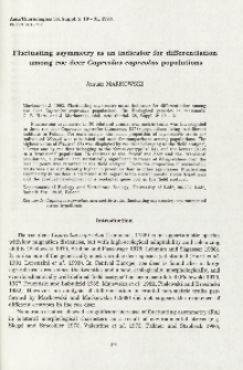 Fluctuating asymmetry as an indicator for differentiation among roe deer Capreolus capreolus populations
