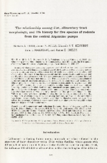 The relationship among diet, alimentary tract morphology, and life history for five species of rodents from the central Argentine pampa
