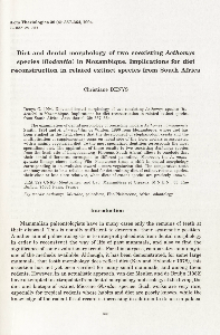 Diet and dental morphology of two coexisting Aethomys species (Rodentia) in Mozambique. Implications for diet reconstruction in related extinct species from South Africa