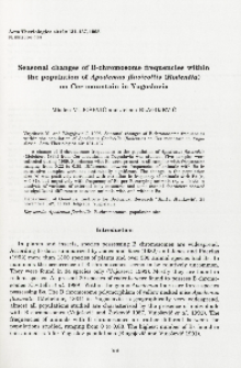 Seasonal changes of B-chromosome frequencies within the population of Apodemus flavicollis (Rodentia) on Cer mountain in Yugoslavia