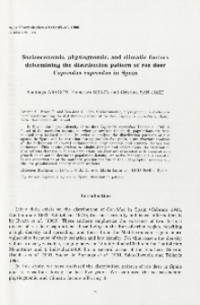 Socioeconomic, physiognomic, and climatic factors determining the distribution pattern of roe deer Capreolus capreolus in Spain
