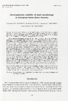Bisoniana 113. Developmental stability of skull morphology in European bison Bison bonasus