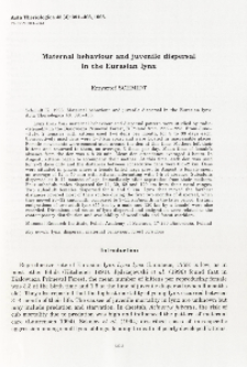 Maternal behaviour and juvenile dispersal in the Eurasian lynx