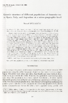 Genetic structure of different populations of domestic cat in Spain, Italy and Argentina at a micro-geographic level