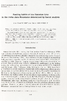 Feeding habits of the Eurasian lynx in the Swiss Jura Mountains determined by faecal analysis