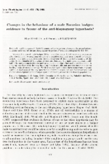 Changes in the behaviour of a male Eurasian badger: evidence in favour of the anti-kleptogamy hypothesis?