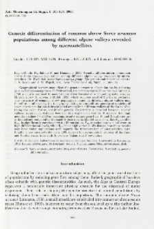 Genetic differentiation of common shrew Sorex araneus populations among different alpine valleys revealed by microsatellites