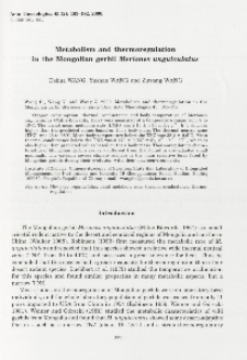 Metabolism and thermoregulation in the Mongolian gerbil Meriones unguiculatus