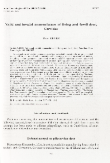 Valid and invalid nomenclature of living and fossil deer, Cervidae