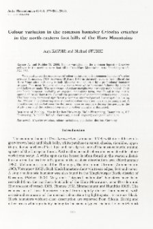 Colour variation in the common hamster Cricetus cricetus in the north-eastern foot-hills of the Harz Mountains