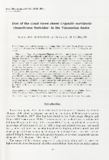 Diet of the cloud forest shrew Cryptotis meridensis (Insectivora: Soricidae) in the Venezuelan Anders