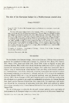 The diet of the European badger in a Mediterranean coastal area