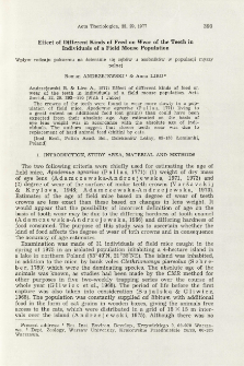Effect of different kinds of feed on wear of the teeth in individuals of a field mouse population