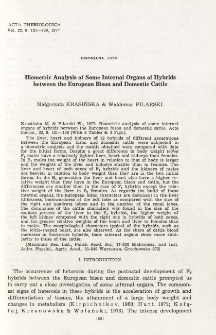 Bisoniana LXIV. Biometric analysis of some internal organs of hybrids between the European bison and domestic cattle