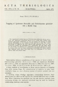 Trapping of Apodemus flavicollis and Clethrionomys glareolus into a double trap