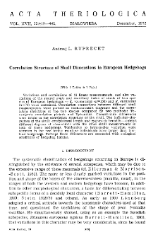 Correlation structure of skull dimensions in European hedgehogs