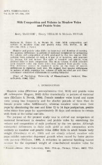 Milk composition and volume in meadow voles and prairie voles