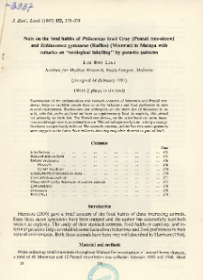 Note on the food habits of Ptilocercus lowii Gray (Pentail tree-shrew) and Echinosorex gymnurus (Raffles) (Moonrat) in Malaya with remarks on "ecological labelling" by parasite patterns