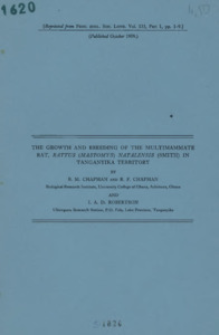 The growth and breeding of the multimammate rat, Rattus (Mastomys) natalensis (Smith) in Tanganyika territory