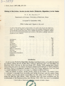 Biology of the jerboa, Jaculus jaculus butleri (Rodentia, Dipodidae), in the Sudan